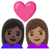 👩🏿‍❤️‍👩🏽 couple with heart: woman, woman, dark skin tone, medium skin tone display on Google